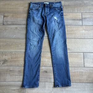 Banana Republic Womens Size 27 Jeans Straight Medium‎ Wash Distressed